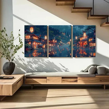 3pcs Chinese Ancient Style Landscape Wall Art Set Canvas Unframed - High Quality Print 100% Australian Made Wall Canvas - Bella Home Decor