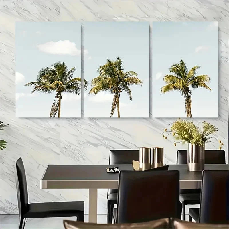3pcs Serene Sky & Ocean View Metal Print Ready to Hang Art