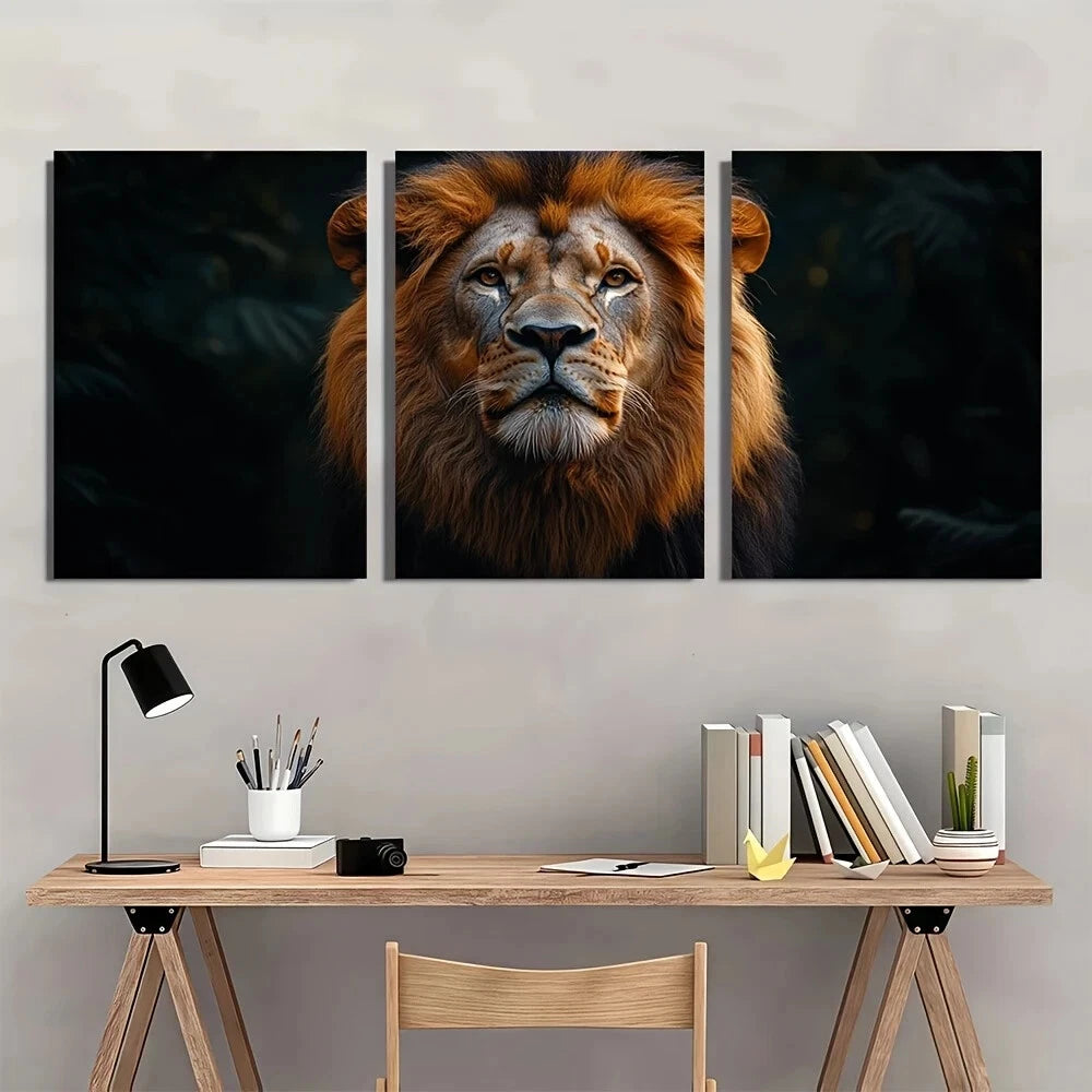 3pcs African Majestic Lion Wildlife Metal Print Ready to Hang Art - Bella Home Decor