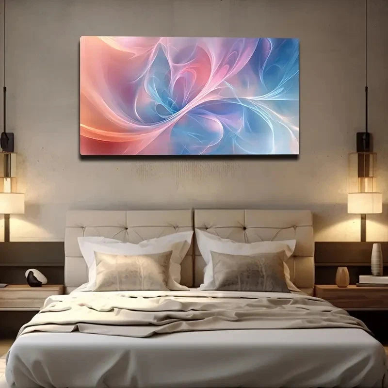 Vibrant Pink Orange Blue Wall Art canvas office home room framed 120x60cm