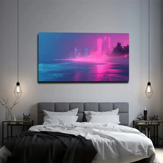 Minimalist Beach & Cityscape Wall Art Canvas Office Home Room Framed 120x60cm