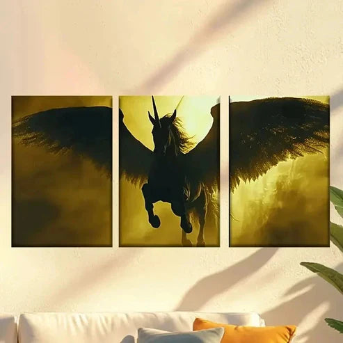 3pcs Black and White Horse, Artist Drawing Wall Art Canvas - High Quality Print 100% Australian Made Wall Canvas