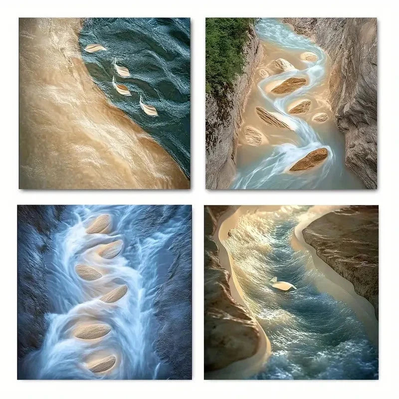 4pcs Art Koi Fish Wall Art Canvas Framed