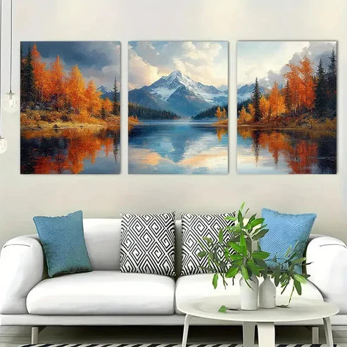3pcs Mountain Lake Nature Perfect Wall Art Set Canvas Unframed - High Quality Print 100% Australian Made Wall Canvas