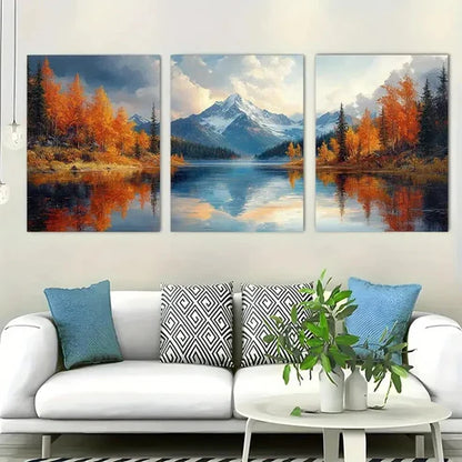 3pcs Mountain Lake Nature Perfect Wall Art Set Canvas Unframed - High Quality Print 100% Australian Made Wall Canvas