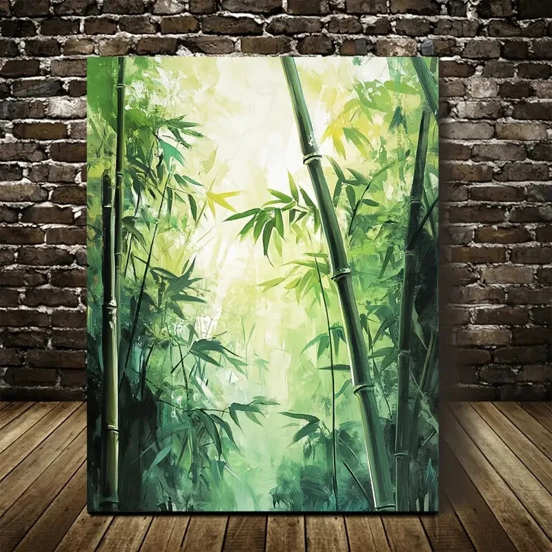 Beautiful Serene Natural Scene with Sunlit Bamboo 40x60cm Metal Print Ready to Hang - Bella Home Decor