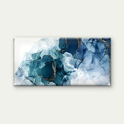 Blue White Abstract Painting Wall Art Canvas Office Home Room Framed 120x60cm - Bella Home Decor
