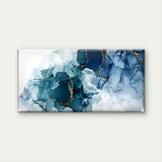 Blue White Abstract Painting Wall Art Canvas Office Home Room Framed 120x60cm