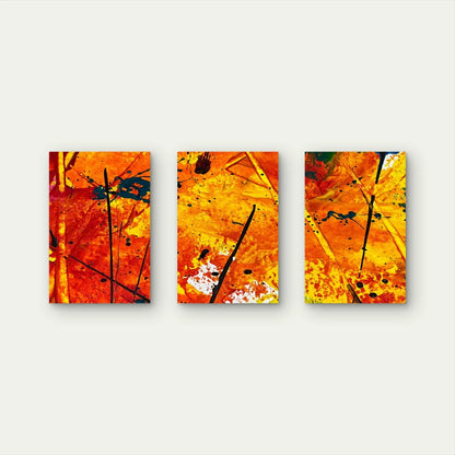 3pcs Abstract Autumn Orange Paint Design Wall Art Set Canvas Framed 50x70cm - High Quality Print 100% Australian Made Wall Canvas Ready to Hang