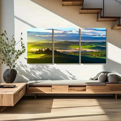 3pcs Magnificent Green Natural Landscape Wall Art Set Canvas Framed 50x70cm - High Quality Print 100% Australian Made Wall Canvas Ready to Hang