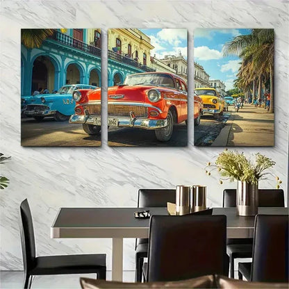 3pcs Vintage Cuba Caribbean Wall Art Canvas Unframed - High Quality Print 100% Australian Made Wall Canvas