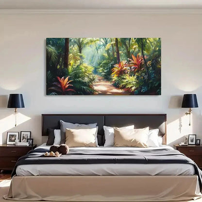 Tropical Jungle Path Décor Wall Art Canvas Office Home Room Framed 120x60cm - Bella Home Decor