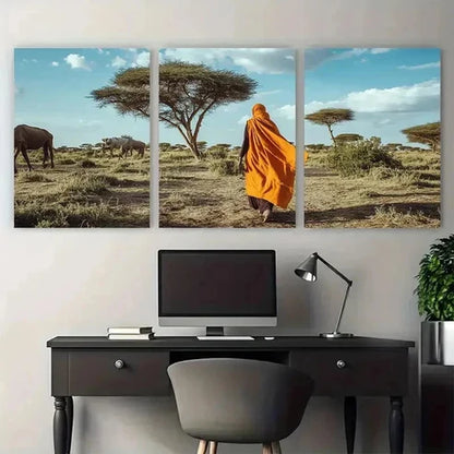3pcs Botanical Decor West African Travel Perfect Wall Art Set Canvas Unframed - High Quality Print 100% Australian Made Wall Canvas - Bella Home Decor