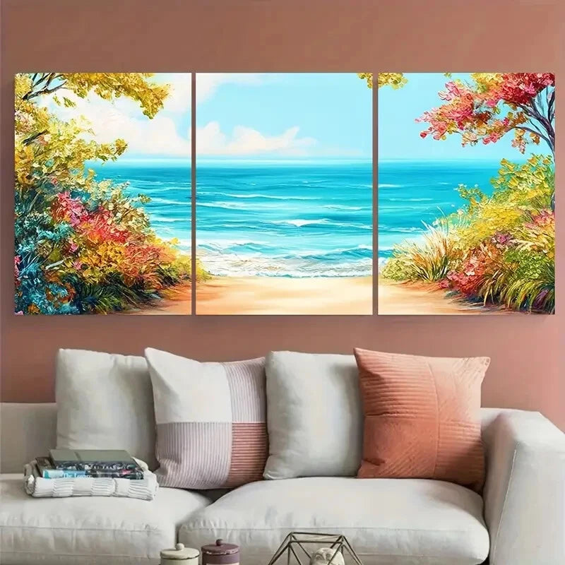 3pcs Tropical Coastal, Relaxing Beach Ocean Metal Print Ready to Hang Art - Bella Home Decor