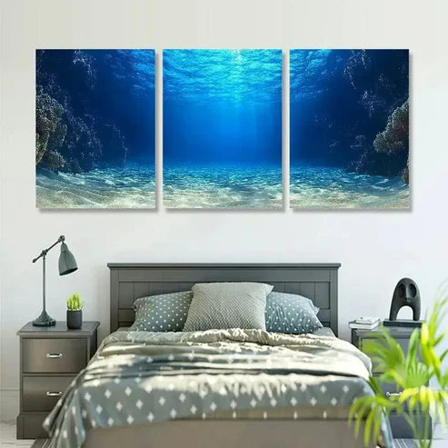 3pcs Ocean Depths Underwater View Wall Art Set Canvas Unframed - High Quality Print 100% Australian Made Wall Canvas