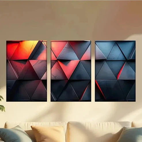 3pcs Wall Adorned with Various Shapes and Color Wall Art Canvas Unframed – High Quality Print 100% Australian Made Wall Canvas