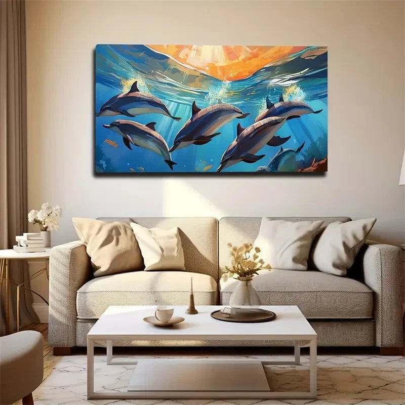 Realistic Underwater Scene Wall Art Canvas Office Home Room Framed 120x60cm