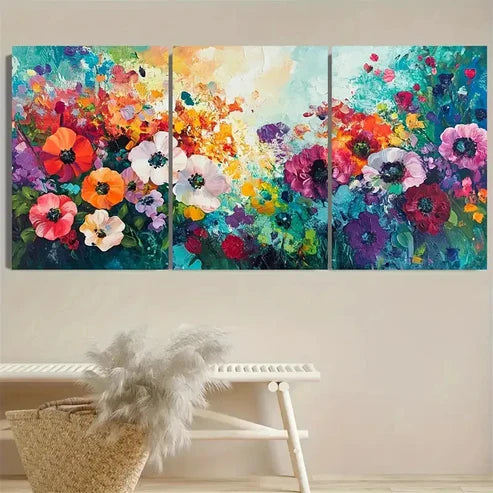 3pcs Abstract Colorful Art Floral Scenery Wall Art Set Canvas Unframed - High Quality Print 100% Australian Made Wall Canvas - Bella Home Decor