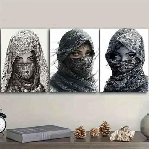 3pcs The mysterious cloaked woman of Egypt  Wall Art Set Canvas Unframed - High Quality Print 100% Australian Made Wall Canvas
