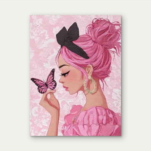 Pink Girly Butterfly Coquette Aesthetic 40x60cm Metal Print Ready to Hang