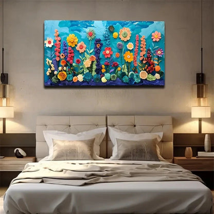 Colorful Paper Flowers Wall Art Canvas Office Home Room Framed 120x60cm