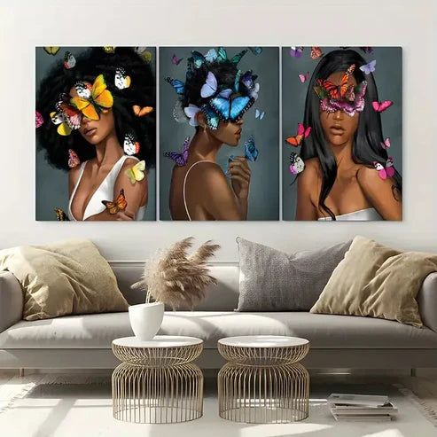 3pcs Butterfly Elegance Modern Wall Art Canvas Unframed - High Quality Print 100% Australian Made Wall Canvas - Bella Home Decor