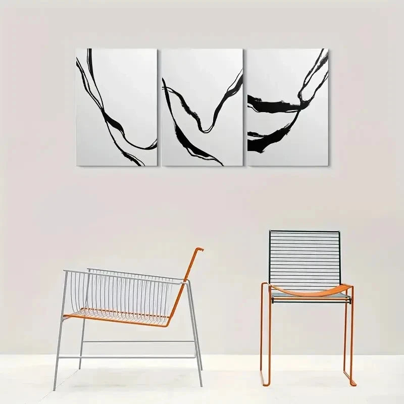 3pcs Geometric Design in Black White and Gray Metal Print Ready to Hang Art - Bella Home Decor