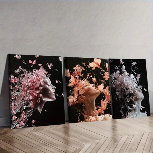3pcs Featuring An Ethereal Figure Women Dark Wall Art Set Canvas Framed 40x60cm - High Quality Print 100% Australian Made Wall Canvas Ready to Hang