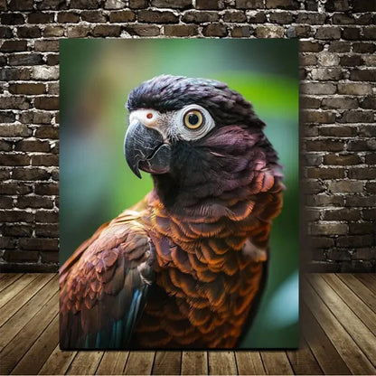 Beautiful Chocolate Brown Parrot Painting 40x60cm Metal Print Ready to Hang - Bella Home Decor