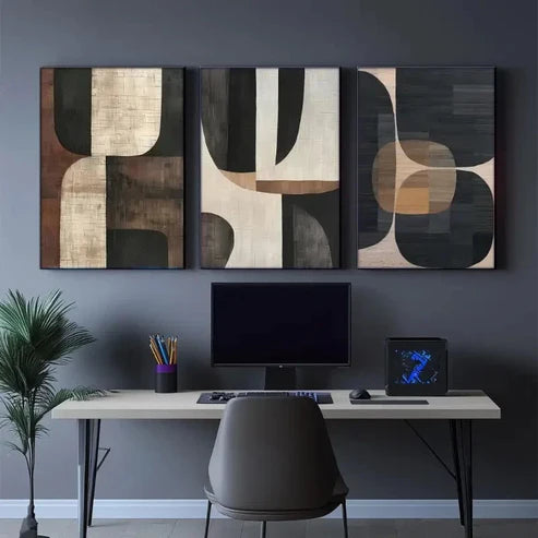 3pcs Modern Abstract Beige Vase Style  Wall Art Set Canvas Unframed - High Quality Print 100% Australian Made Wall Canvas