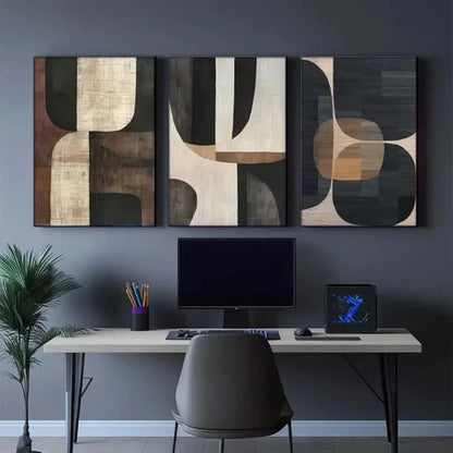 3pcs Modern Abstract Beige Vase Style  Wall Art Set Canvas Unframed - High Quality Print 100% Australian Made Wall Canvas