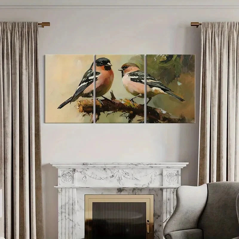 3pcs Birds Perched On Branch Nature Inspired Metal Print Ready to Hang Art - Bella Home Decor