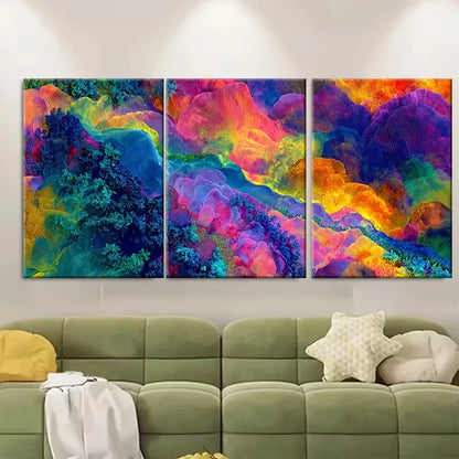 3pcs Vibrant Abstract Metal Print Ready to Hang Art