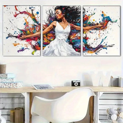 3pcs Abstract Dynamic Movement & Splash of Paint Metal Print Ready to Hang Art - Bella Home Decor