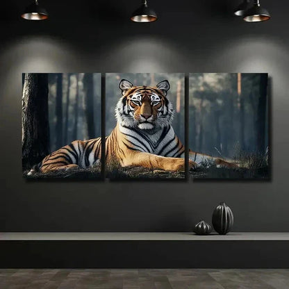 3pcs Tiger in Ancient Forest Mural Decor  Wall Art Set Canvas Unframed - High Quality Print 100% Australian Made Wall Canvas