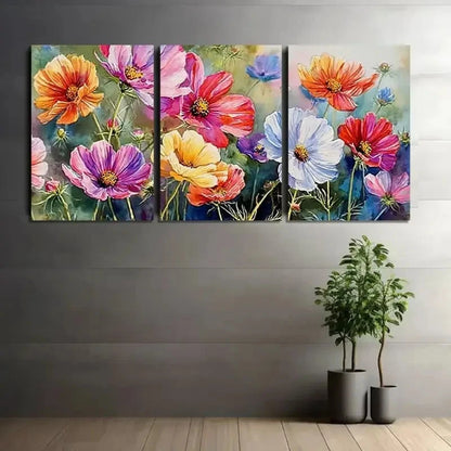 3pcs Colorful Cosmos Watercolor Painting Metal Print Ready to Hang Art - Bella Home Decor
