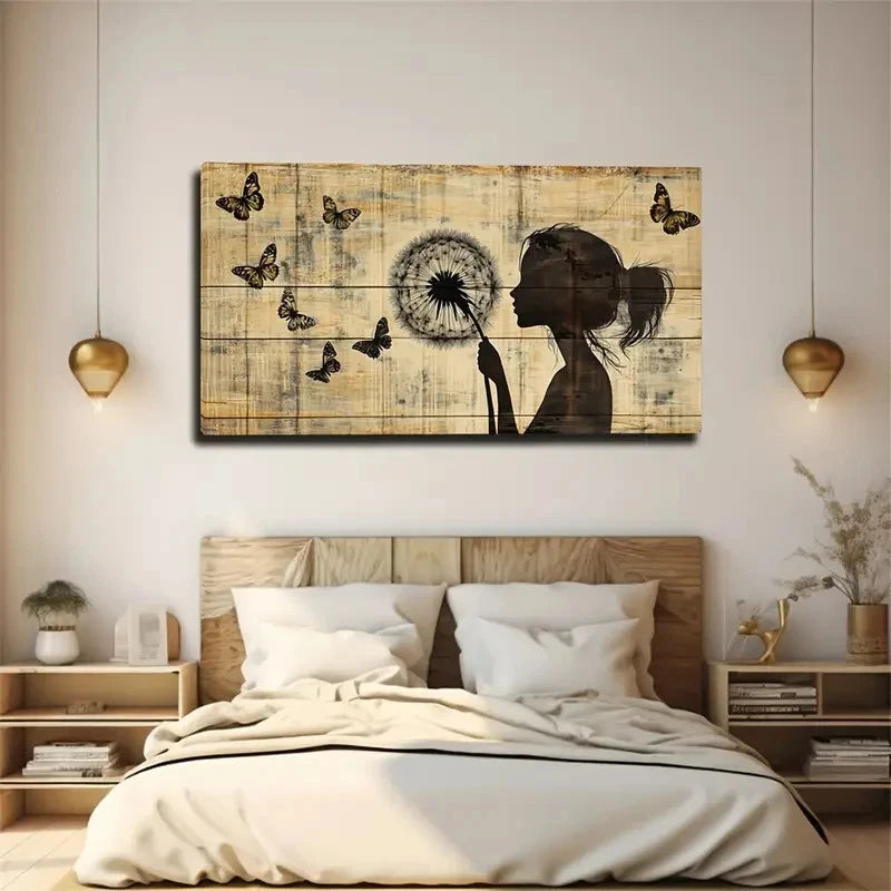 Holding Dandelion Woman Wall Art Canvas Office Home Room Framed 120x60cm
