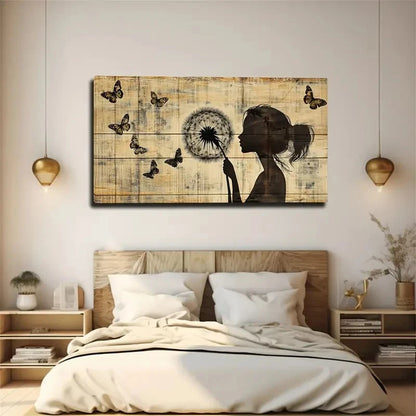 Holding Dandelion Woman Wall Art Canvas Office Home Room Framed 120x60cm