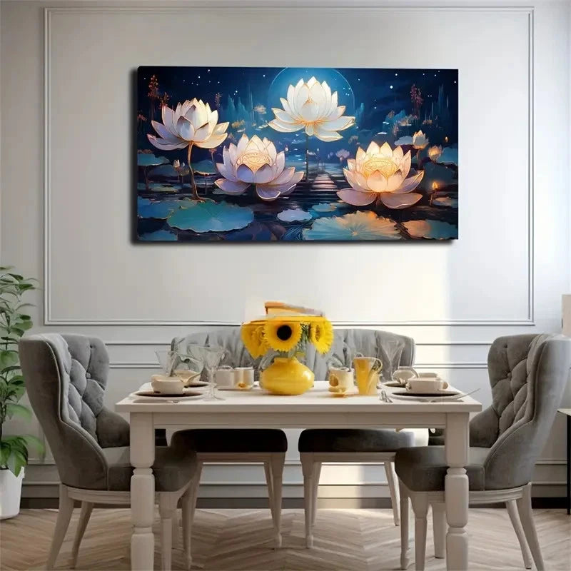 Magic For Lotus Pool Wall Art Canvas Office Home Room Framed 120x60cm