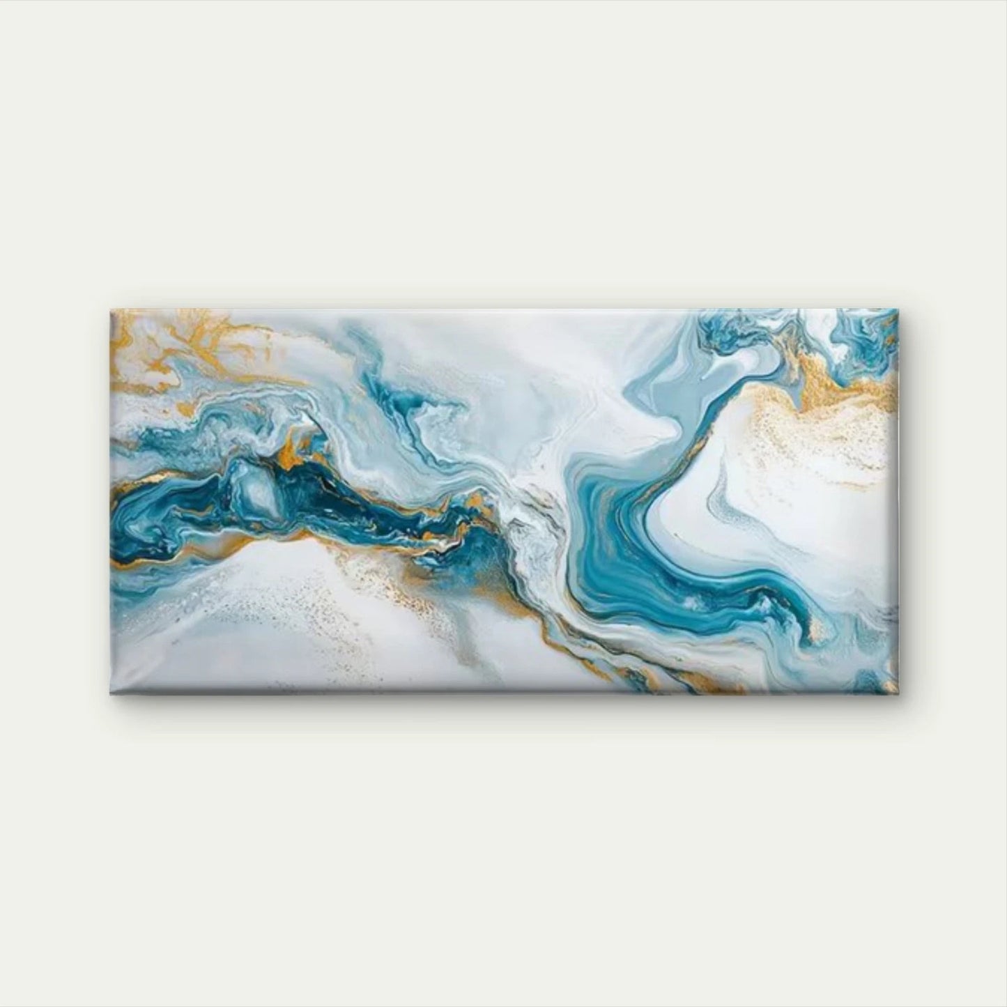 Abstract Golden & White Marble Wall Art Canvas Office Home Room Framed 120x60cm - Bella Home Decor