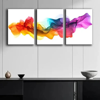 3pcs Rainbow Northern Lights Colorful Perfect Wall Art Set Canvas Unframed - High Quality Print 100% Australian Made Wall Canvas