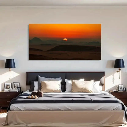 Sunset Over The Mountains Wall Art Canvas Office Home Room Framed 120x60cm