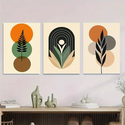 3pcs Abstract Boho Style Framed Botanical Wall Art Set Canvas Unframed - High Quality Print 100% Australian Made Wall Canvas - Bella Home Decor