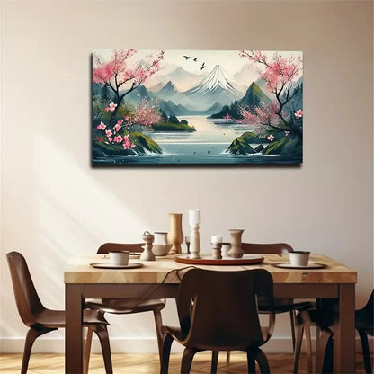 Mount Fuji Surrounded Clouds Wall Art Canvas Office Home Room Framed 120x60cm - Bella Home Decor