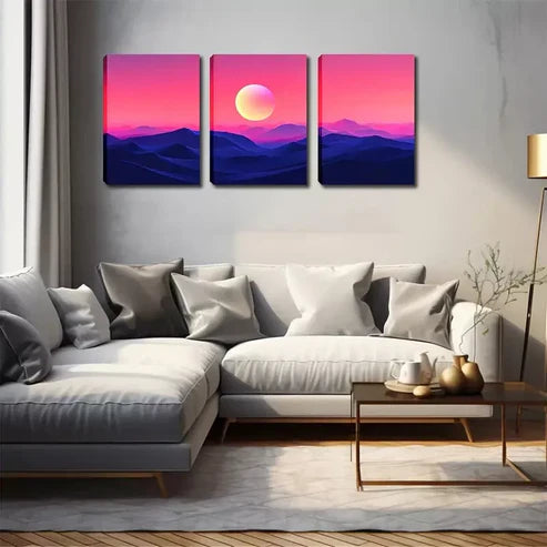 3pcs Attractive Decorations, Bright Moon Wall Art Canvas Unframed - High Quality Print 100% Australian Made Wall Canvas - Bella Home Decor