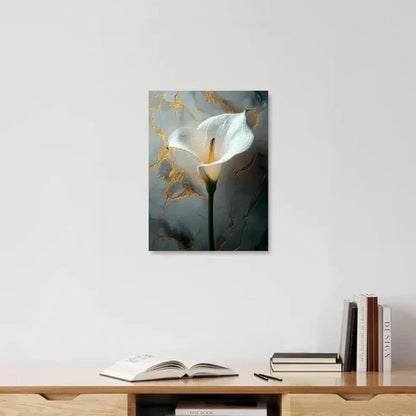 Beautiful Elegant White Calla Lily Painting 60x90cm Metal Print Ready to Hang