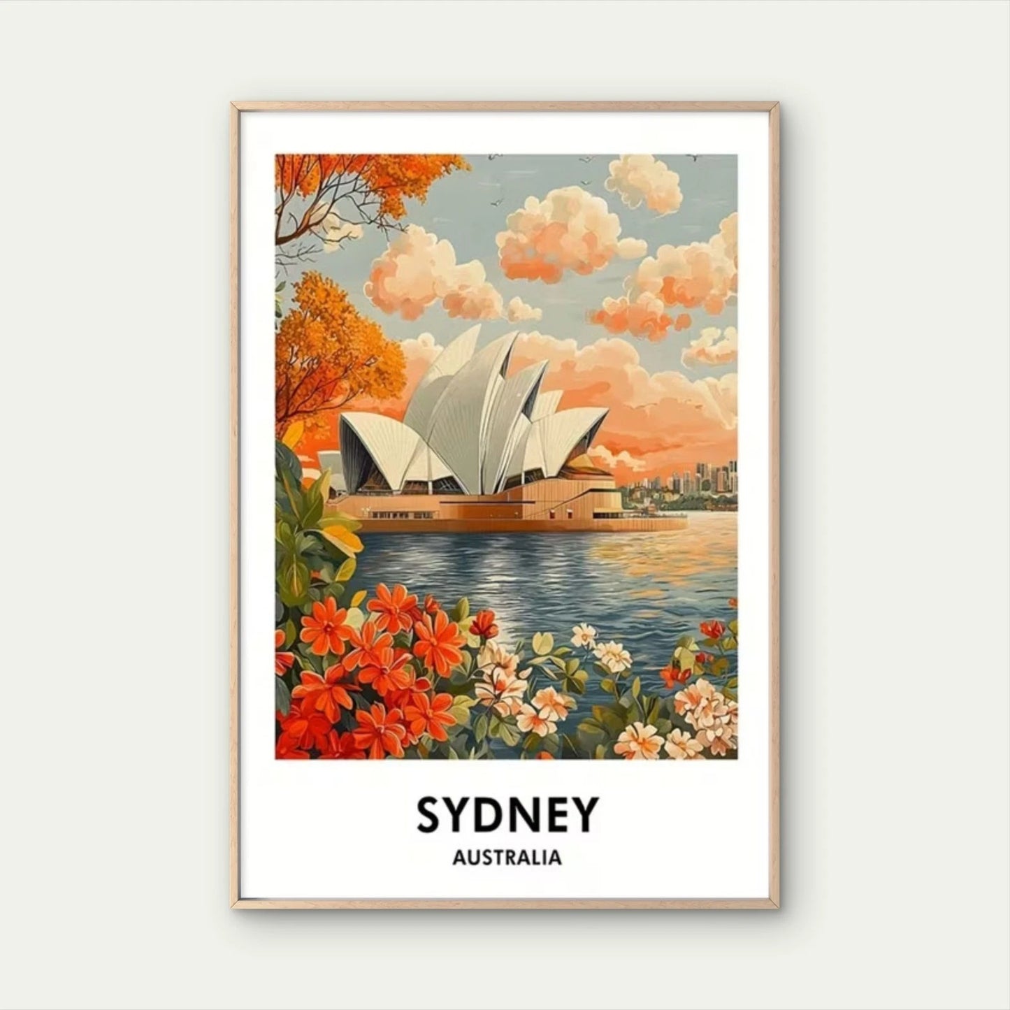 Sydney, Australia, Featuring Painting Travel Poster Print Wall Art