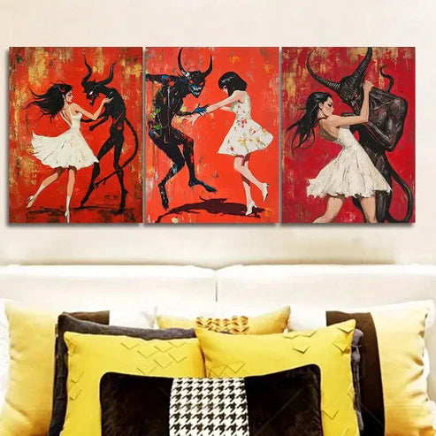 3pcs The Girl and the Beast Wall Art Set Wall Art Canvas Unframed – High Quality Print 100% Australian Made Wall Canvas - Bella Home Decor
