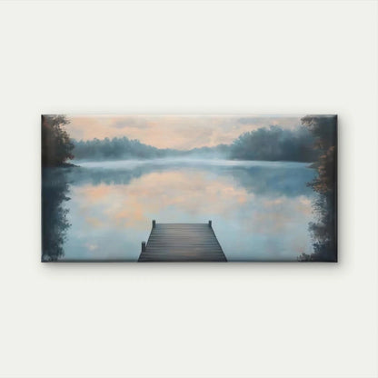 Lake Dock Dawn Scenic Landscape Wall Art Canvas Office Home Room Framed 120x60cm