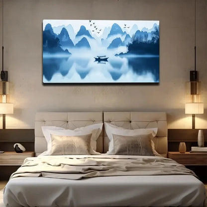 Serene Chinese Landscape Wall Art canvas office home room framed 120x60cm